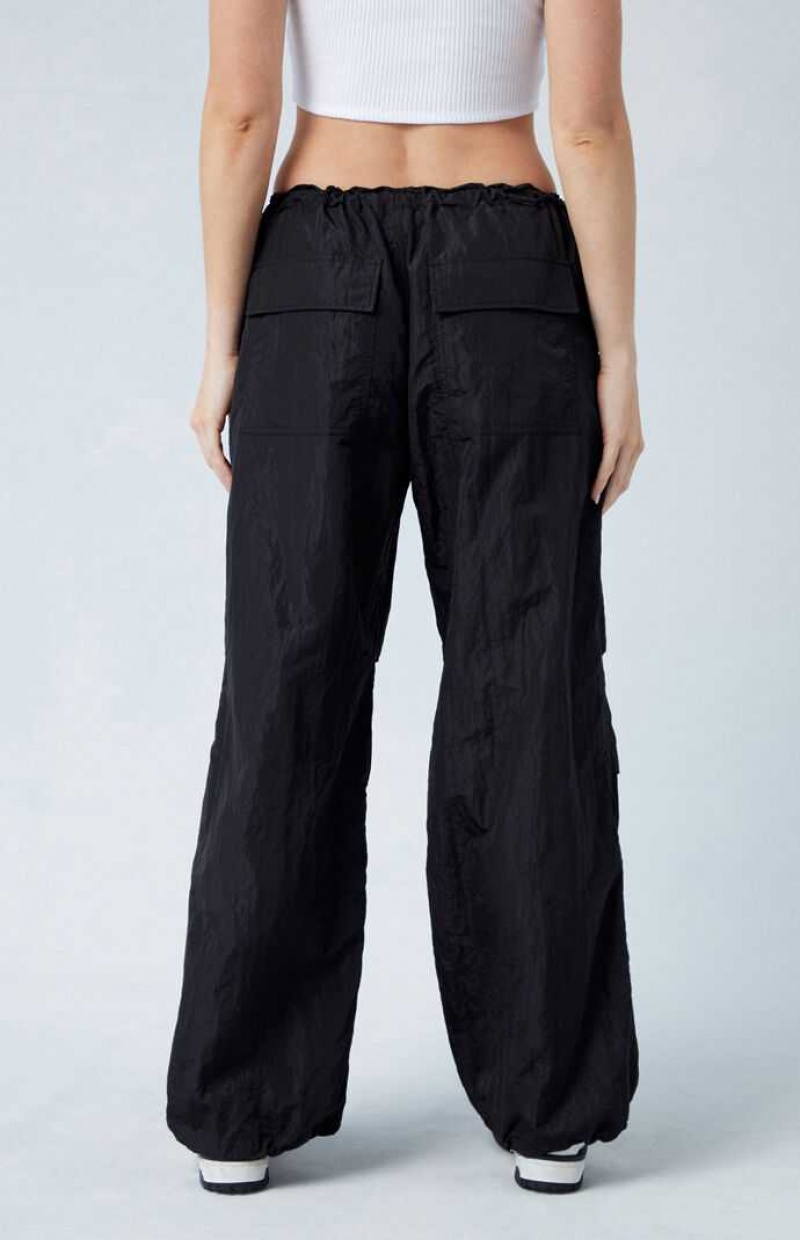 BLACK PacSun Shine Low Rise Parachute Pants | FQVEXTP-62