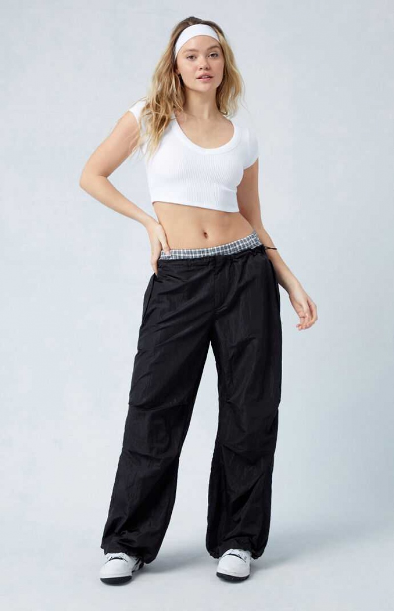 BLACK PacSun Shine Low Rise Parachute Pants | FQVEXTP-62