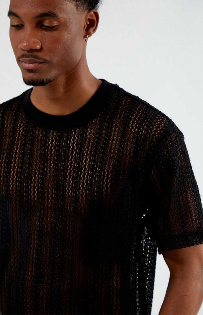 BLACK PacSun Sonora Knit T-Shirt | KTXBEZR-93