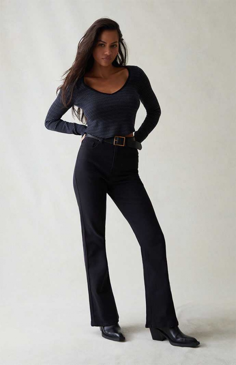 BLACK PacSun Stretch Black High Waisted Bootcut Jeans | YUAFWNM-58