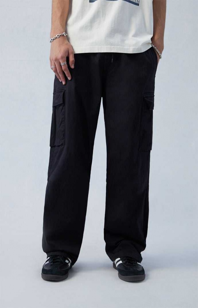 BLACK PacSun Stretch Canvas Black Baggy Cargo Pants | WKQAVGH-30