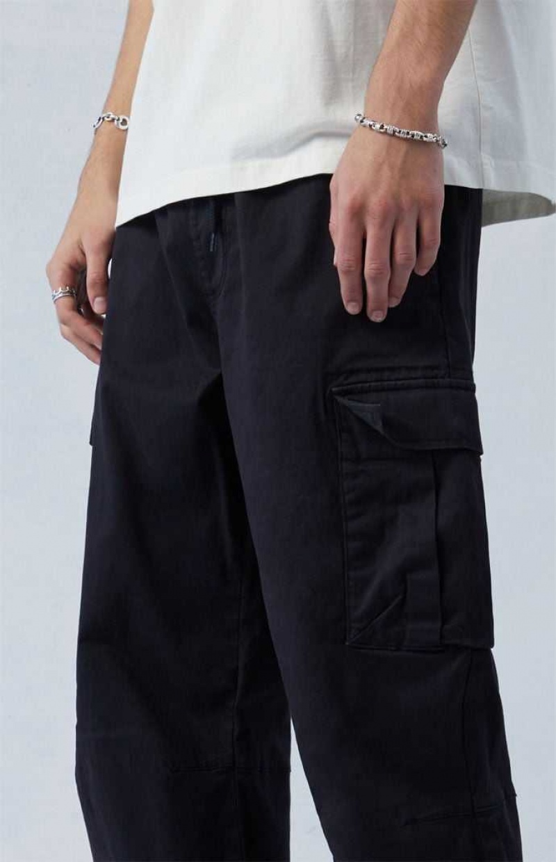 BLACK PacSun Stretch Canvas Black Baggy Cargo Pants | WKQAVGH-30