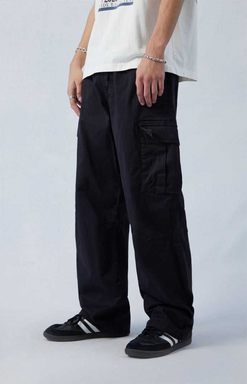 BLACK PacSun Stretch Canvas Black Baggy Cargo Pants | WKQAVGH-30