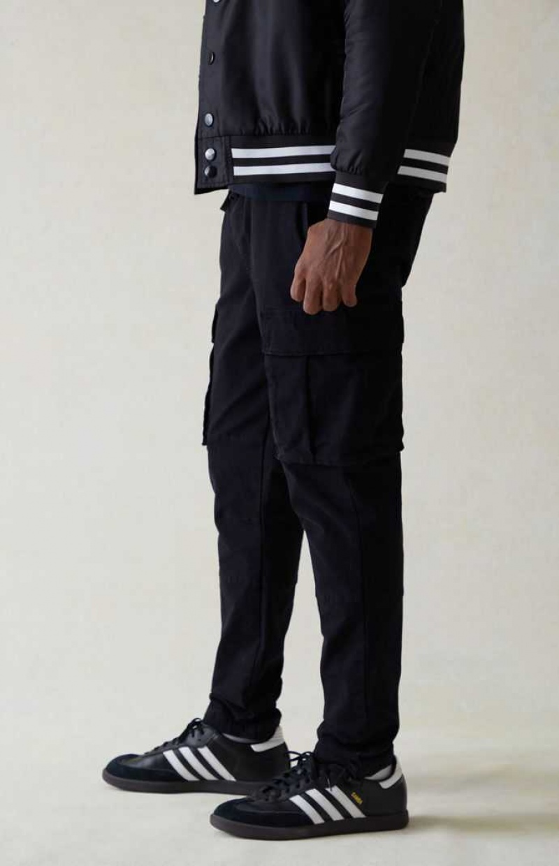 BLACK PacSun Stretch Canvas Black Slim Cargo Pants | YBHARNW-63