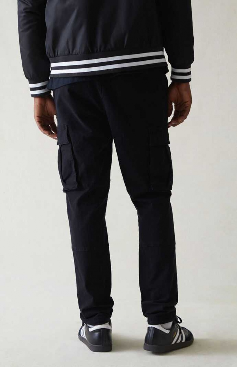 BLACK PacSun Stretch Canvas Black Slim Cargo Pants | YBHARNW-63