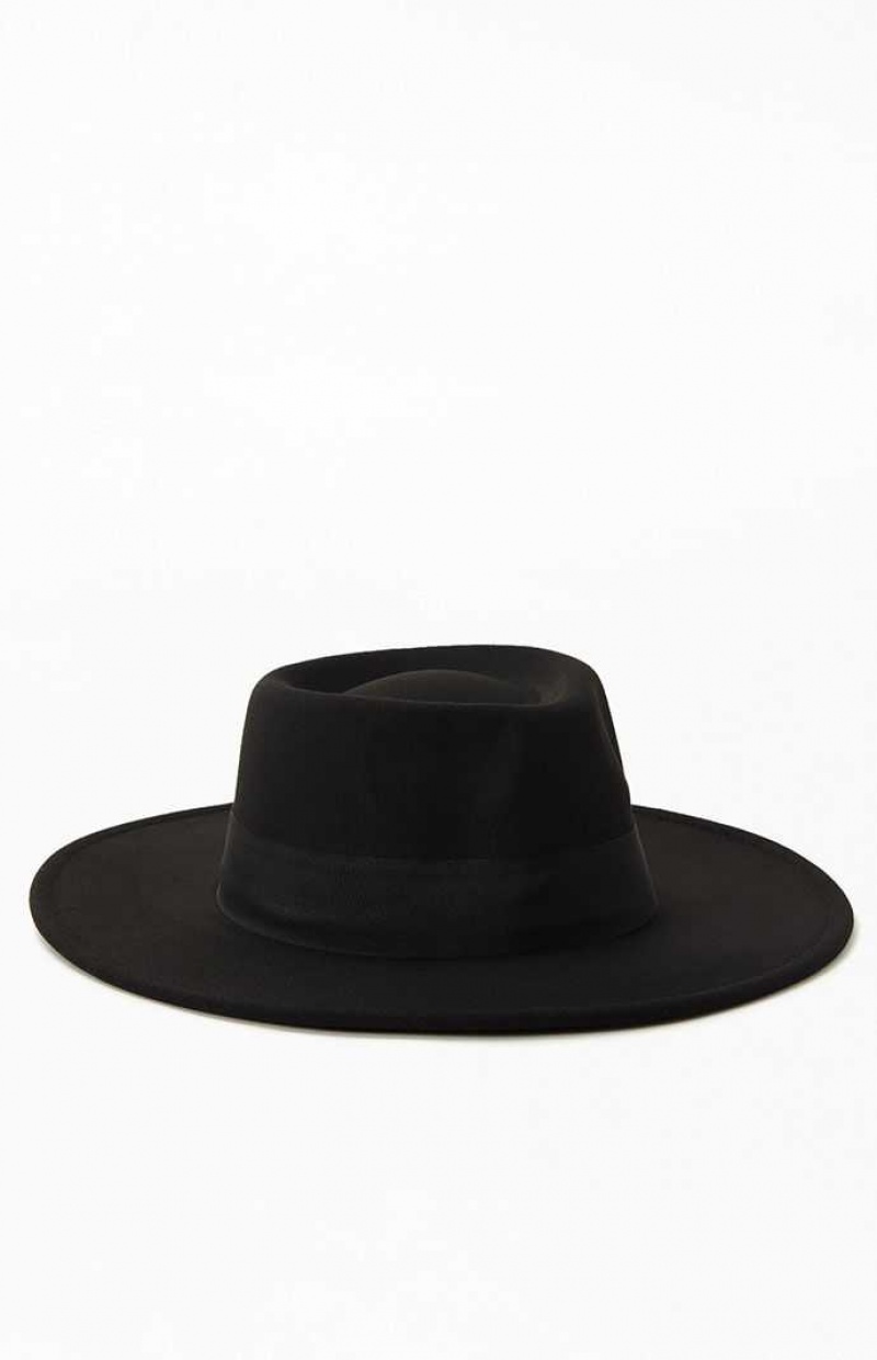 BLACK PacSun Structured Fedora Hat | VZWLEKI-17