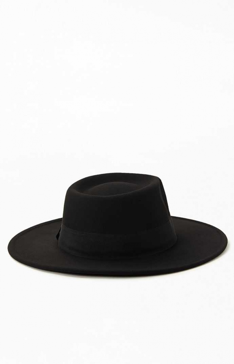 BLACK PacSun Structured Fedora Hat | VZWLEKI-17