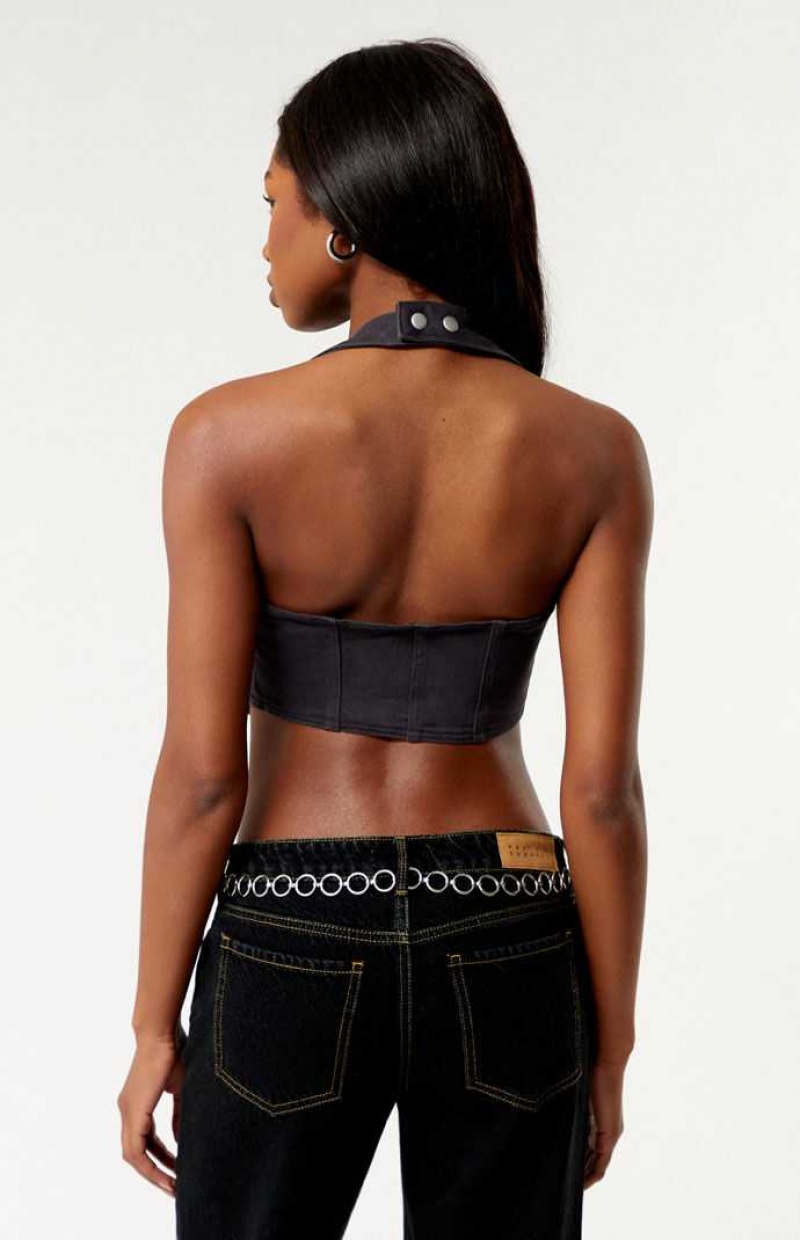 BLACK PacSun Tessa Halter Vest | TWKBYXN-19