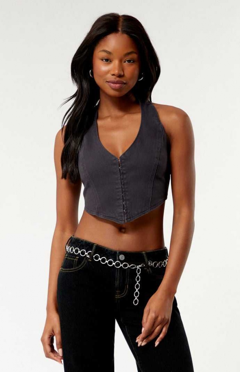 BLACK PacSun Tessa Halter Vest | TWKBYXN-19