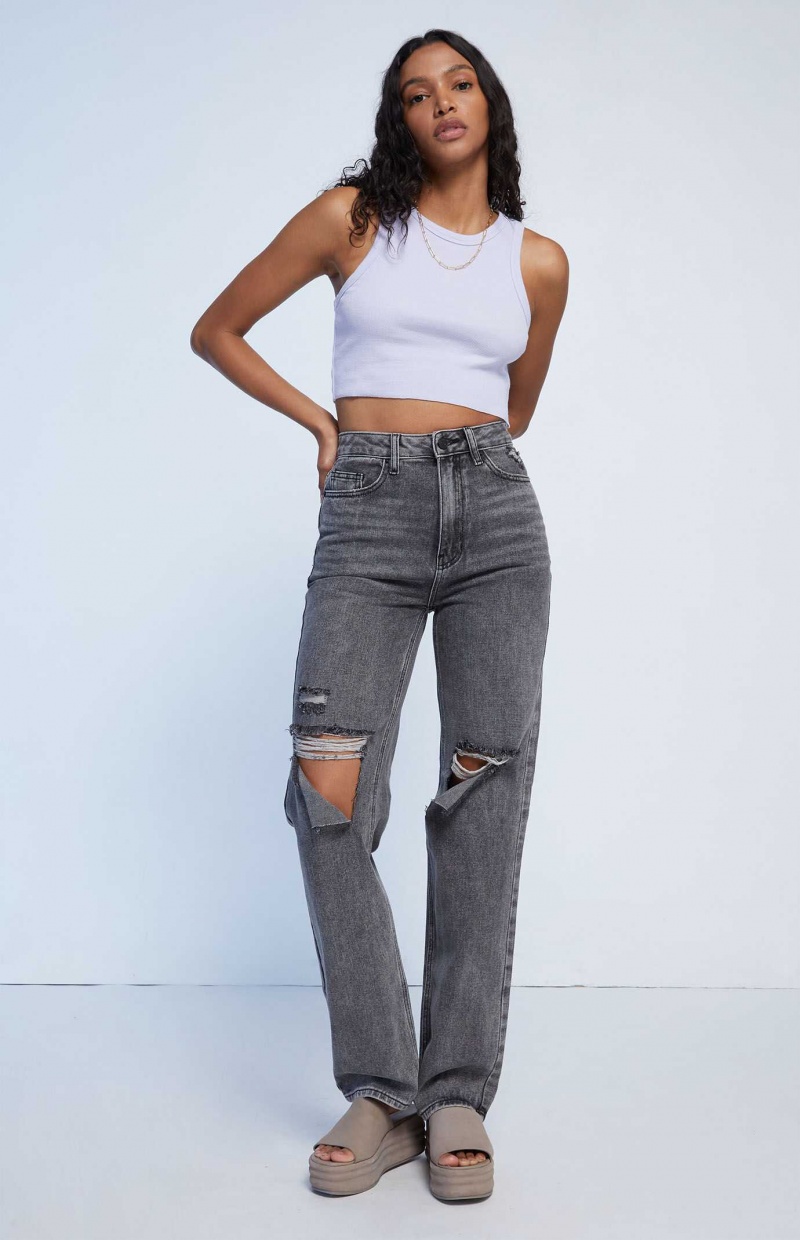 BLACK PacSun Washed Black Ripped '90s Boyfriend Jeans | SWNZMQT-75