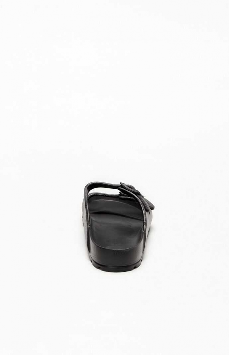 BLACK PacSun Women's Buckle Strap Sandals | JKHVUTF-84