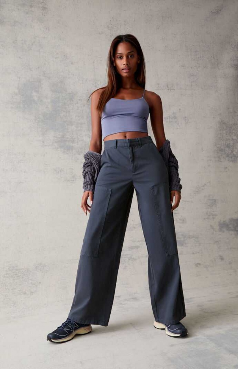 BLUE/NAVY PacSun Navy Wide Leg Trousers | WMZNCVP-83