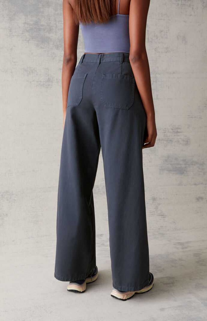 BLUE/NAVY PacSun Navy Wide Leg Trousers | WMZNCVP-83