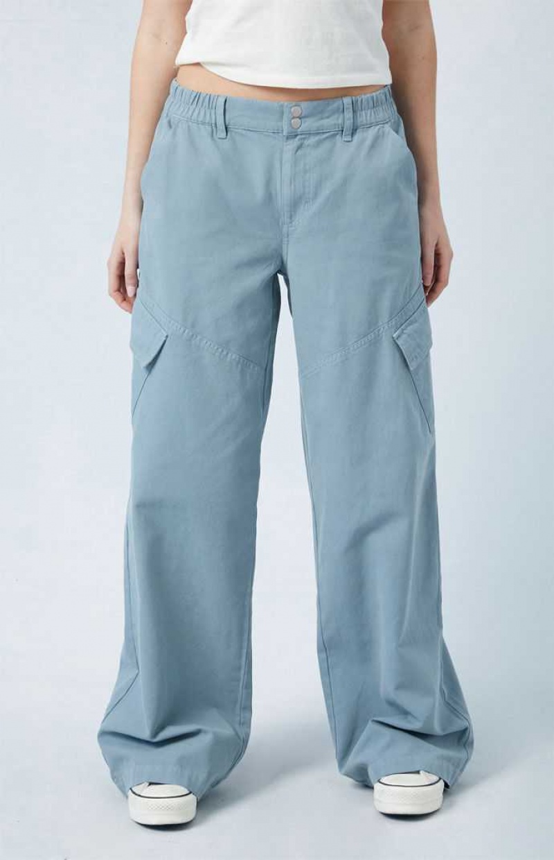 BLUE PacSun Blue E-Waist Low Rise Baggy Cargo Pants | MHNKAVJ-17