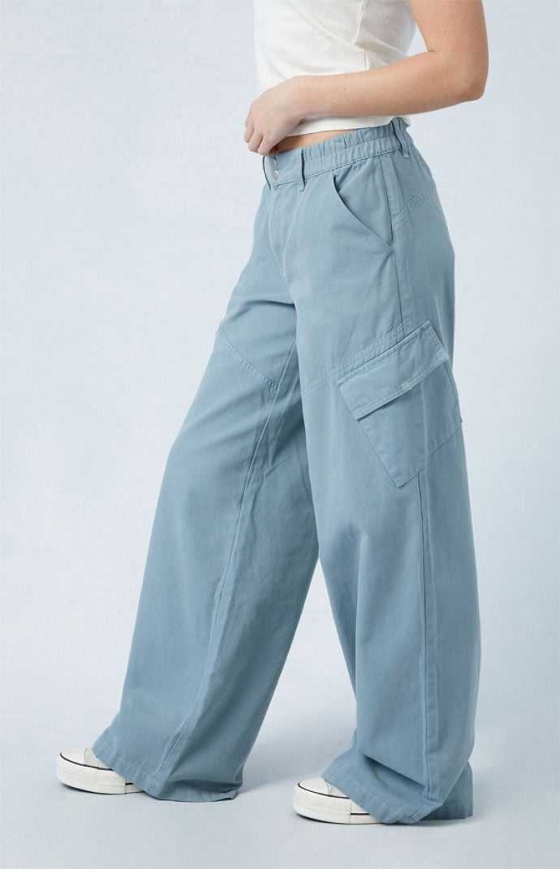 BLUE PacSun Blue E-Waist Low Rise Baggy Cargo Pants | MHNKAVJ-17