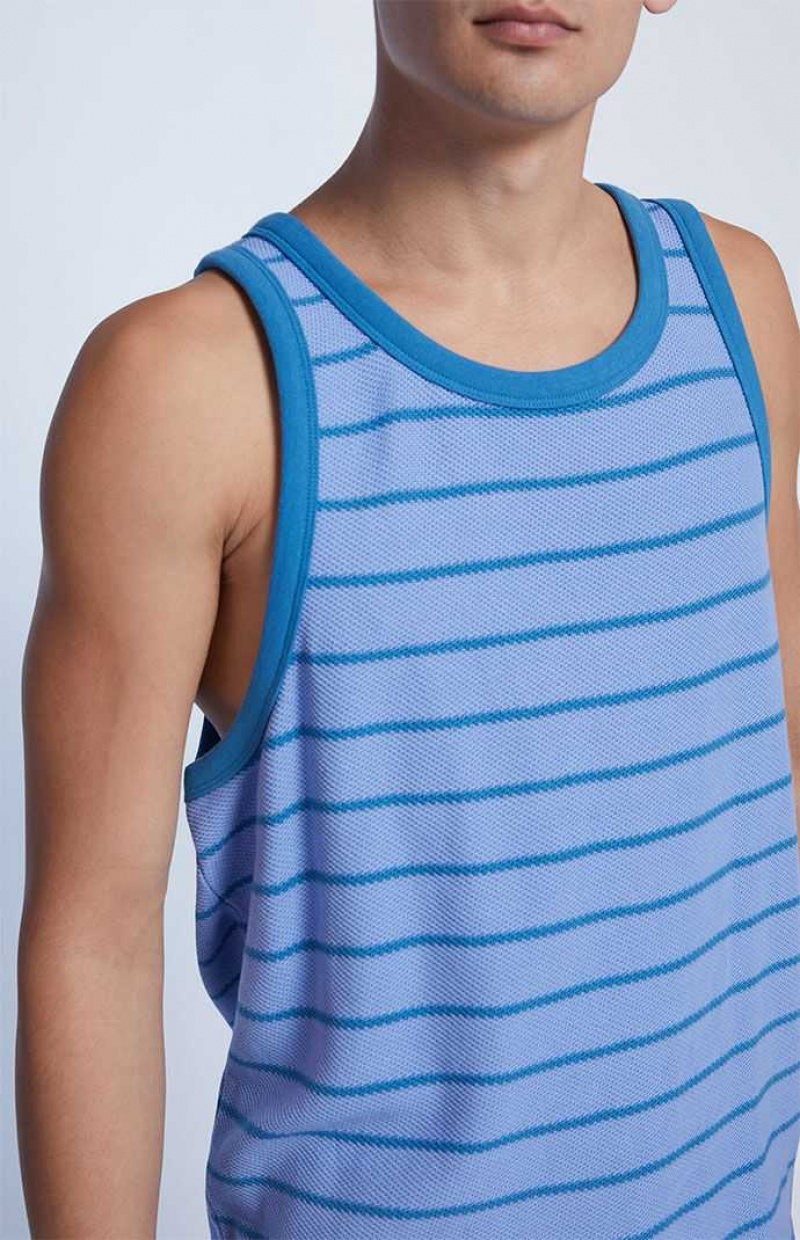 BLUE PacSun Blue Jacquard Striped Tank Top | PWGSTKV-18