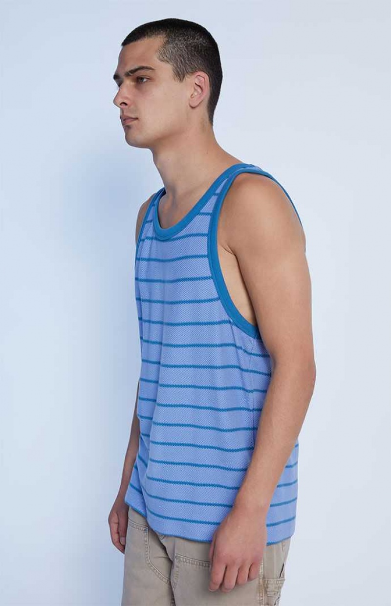 BLUE PacSun Blue Jacquard Striped Tank Top | PWGSTKV-18