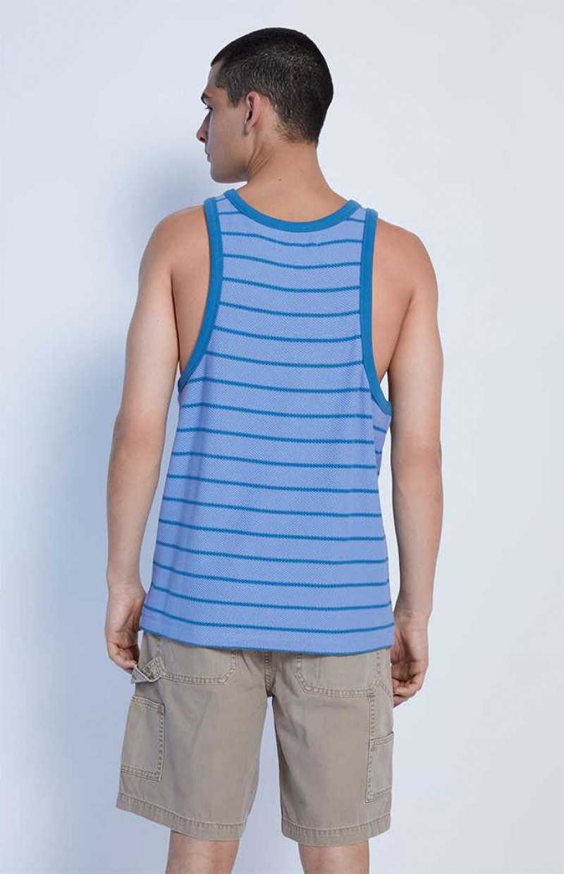 BLUE PacSun Blue Jacquard Striped Tank Top | PWGSTKV-18