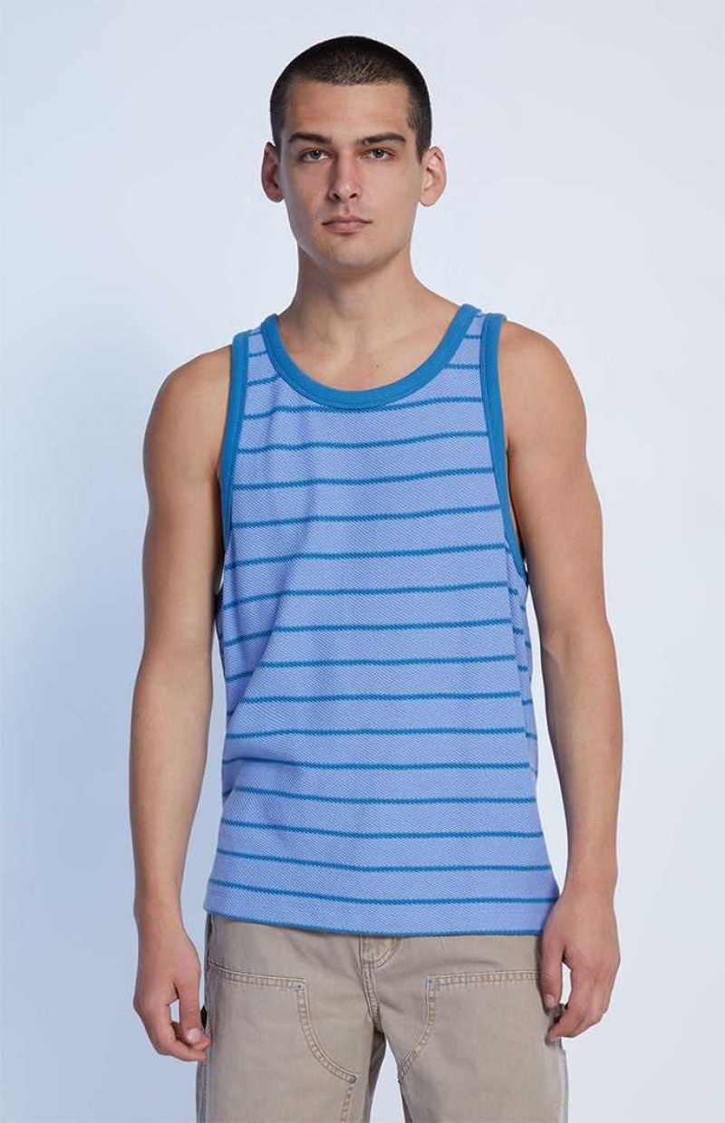 BLUE PacSun Blue Jacquard Striped Tank Top | PWGSTKV-18