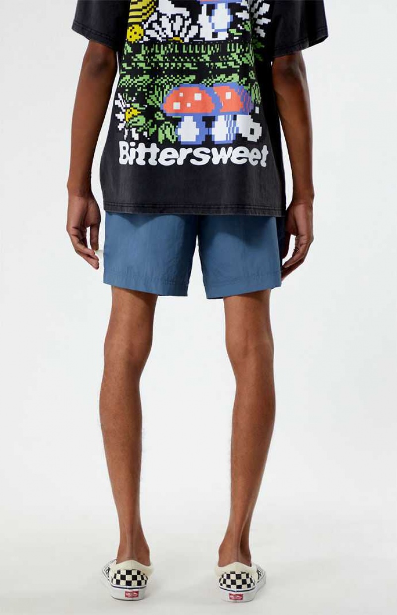 BLUE PacSun Blue Nylon Collegiate 6.5" Swim Trunks | SBFNLAK-53