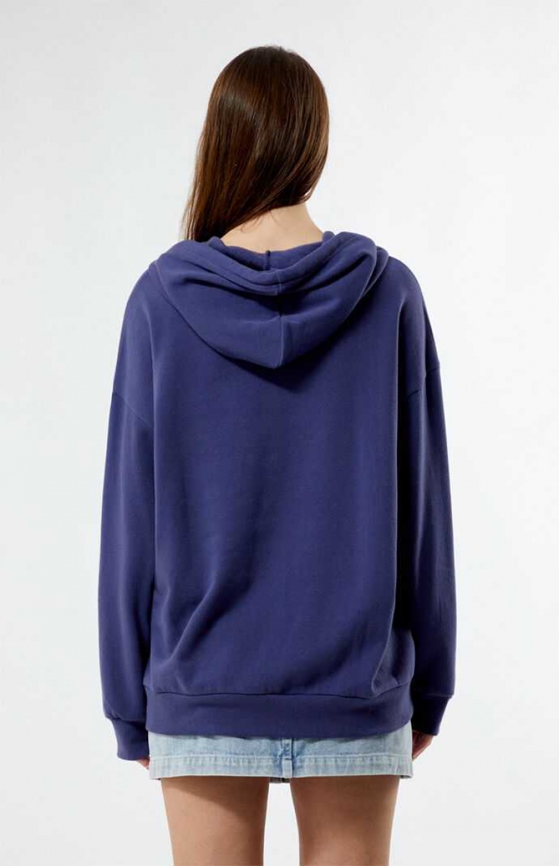 BLUE PacSun Denim Number Patch Hoodie | TIBLPFV-67