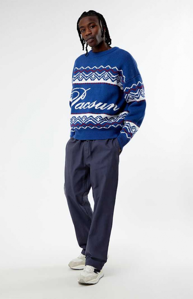 BLUE PacSun Fairisle Crew Sweater | HNCJUQZ-91