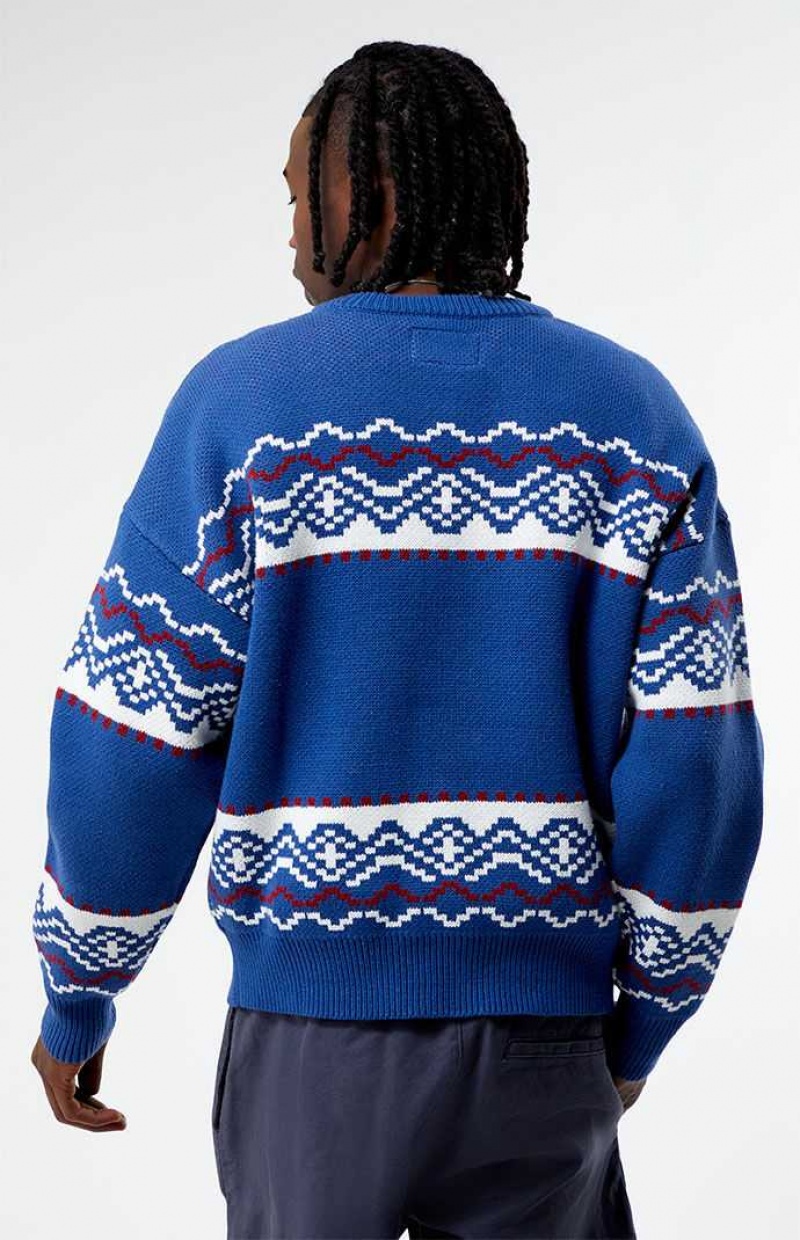 BLUE PacSun Fairisle Crew Sweater | HNCJUQZ-91