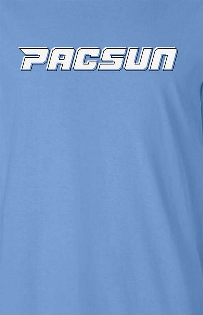 BLUE PacSun Italics Logo Long Sleeve T-Shirt | VPXURFN-87