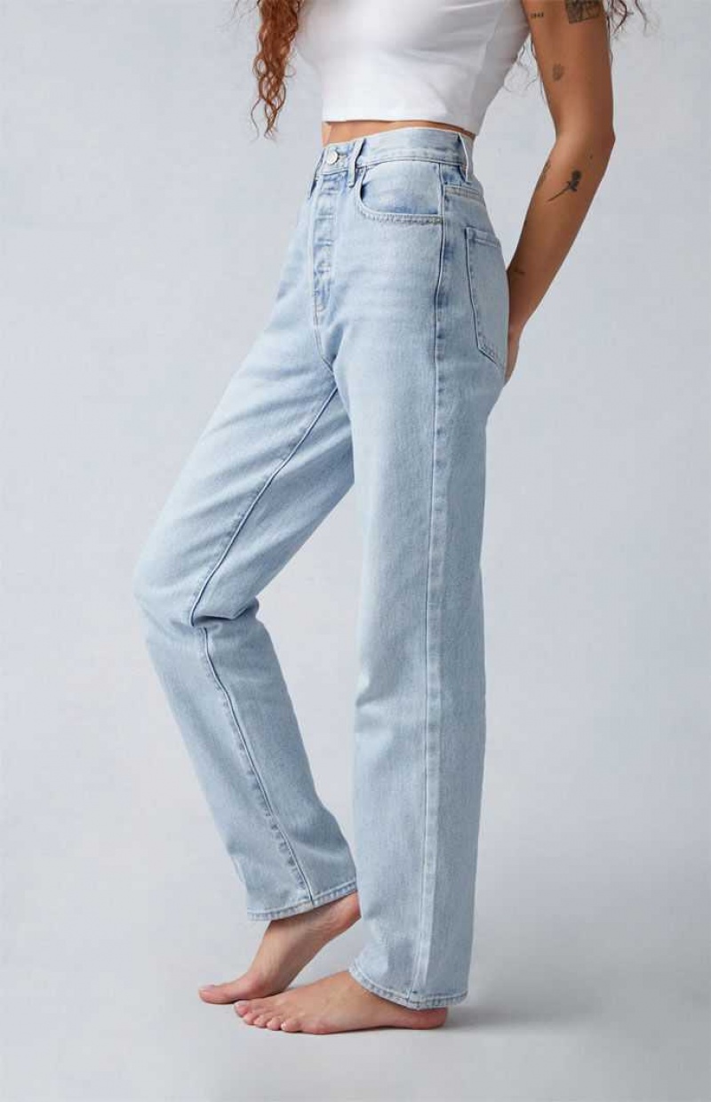 BLUE PacSun Light Indigo Glittery Dad Jeans | RKYZBQA-91