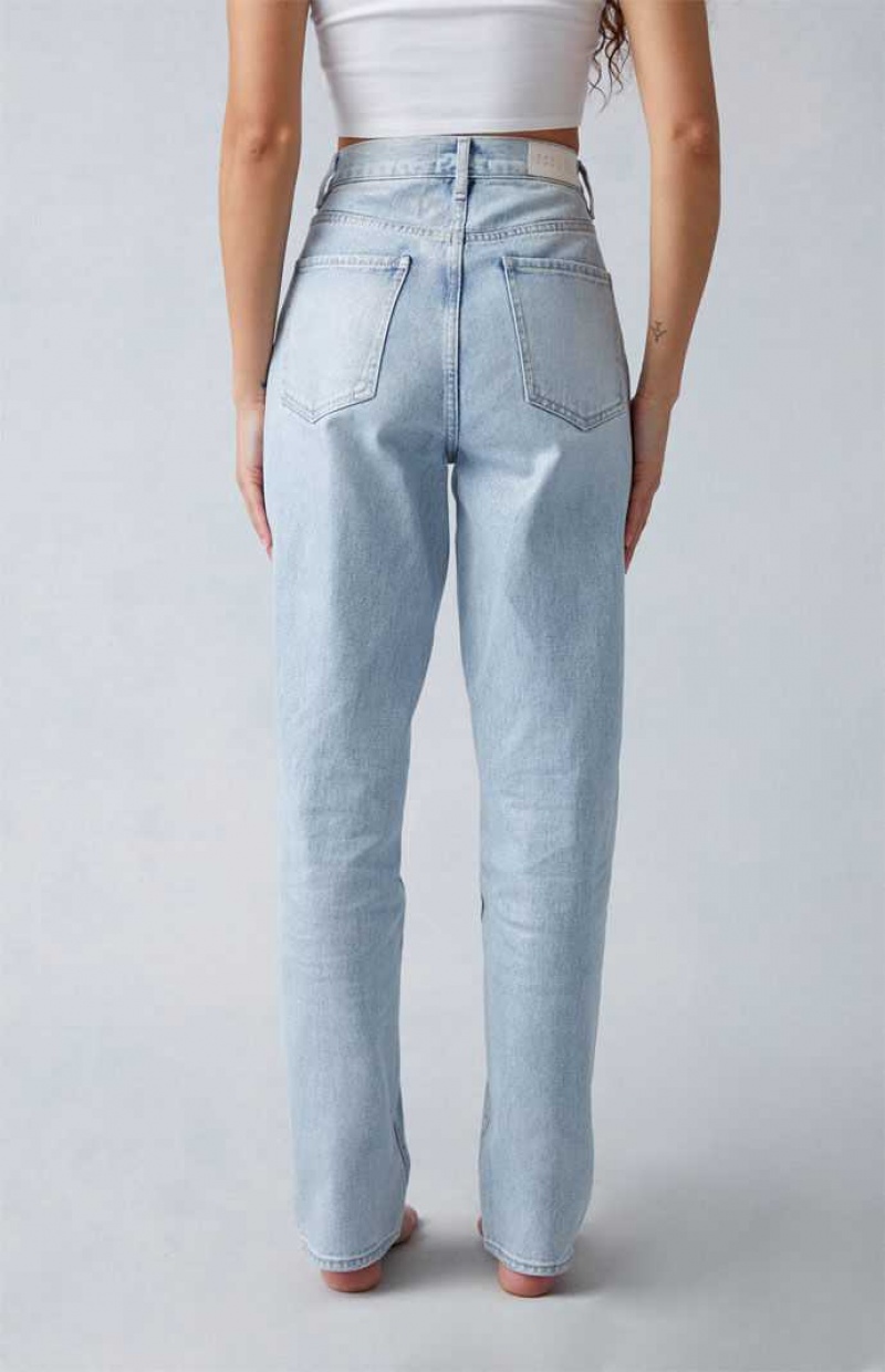 BLUE PacSun Light Indigo Glittery Dad Jeans | RKYZBQA-91