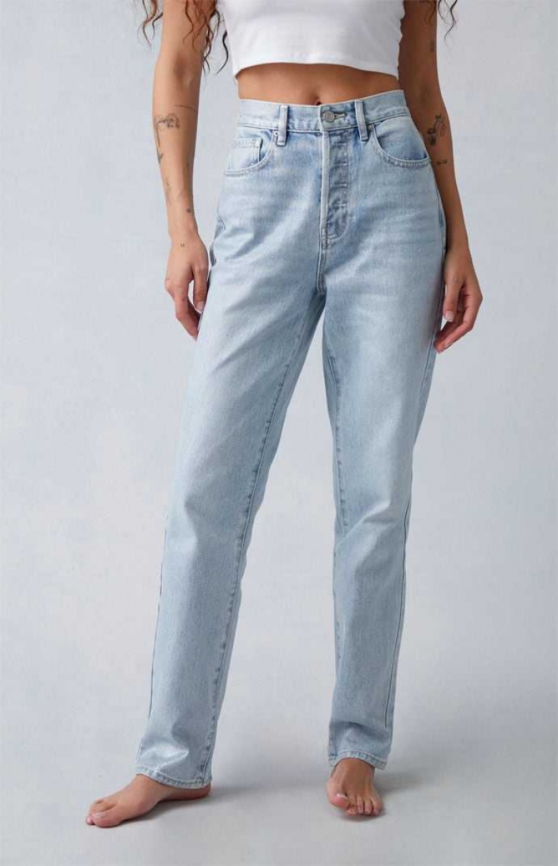 BLUE PacSun Light Indigo Glittery Dad Jeans | RKYZBQA-91