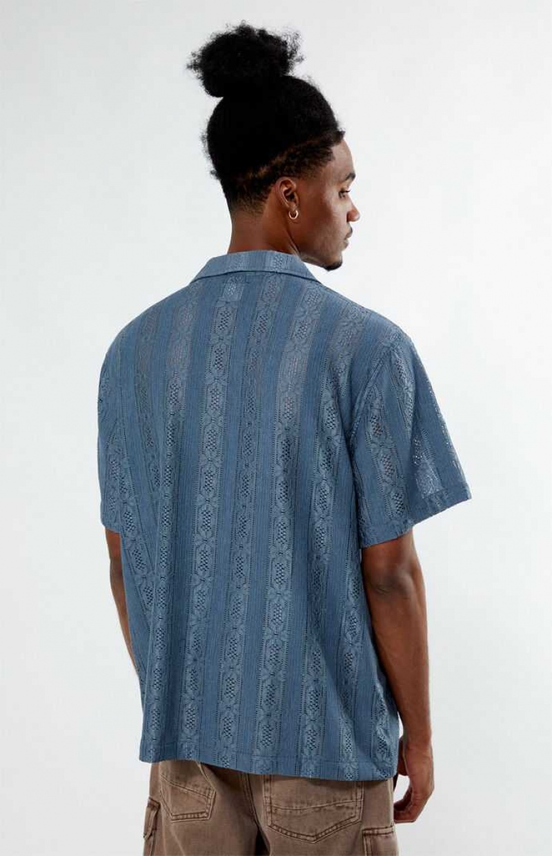 BLUE PacSun Niall Oversized Camp Shirt | MOKUHAQ-61