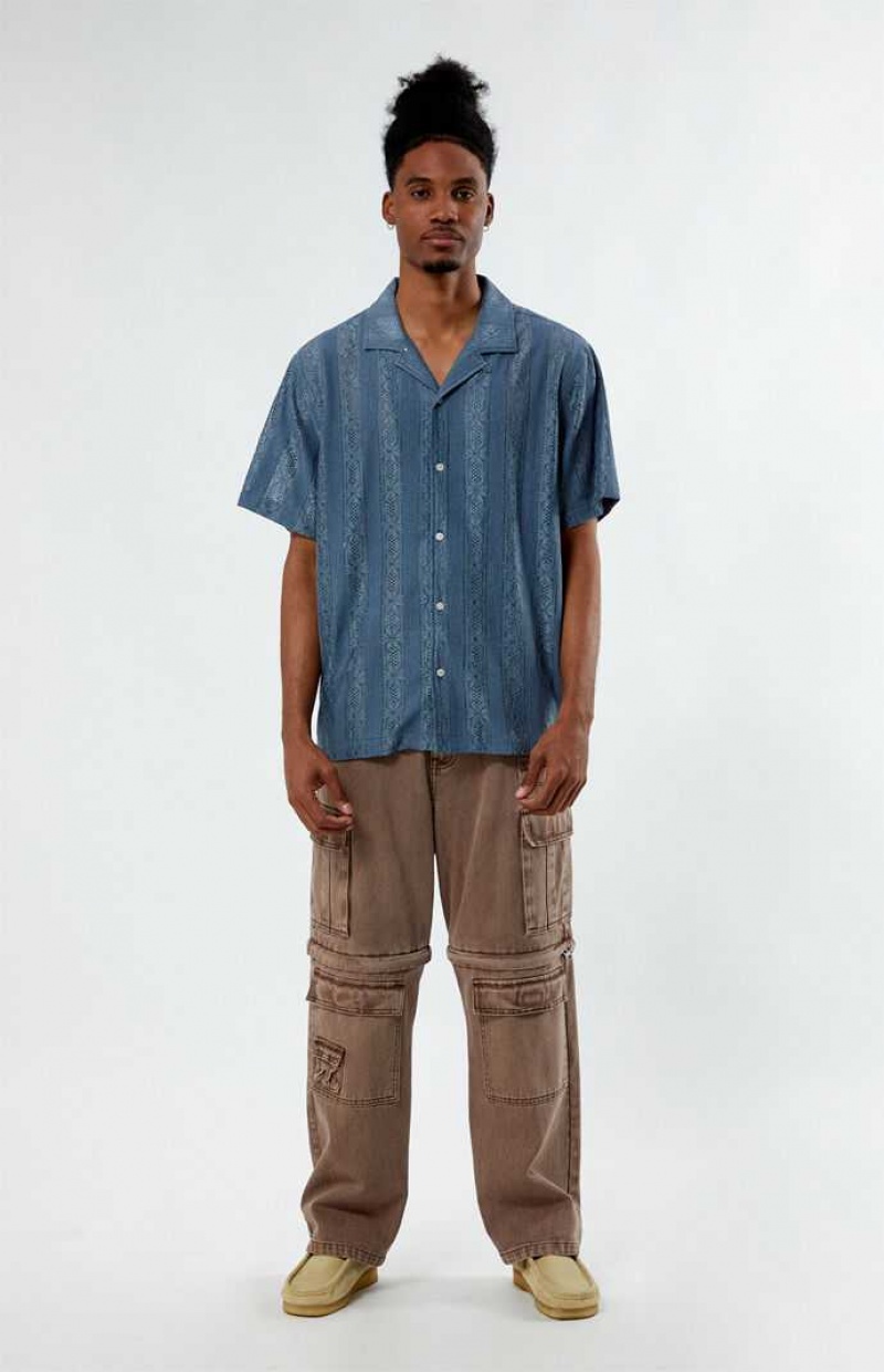 BLUE PacSun Niall Oversized Camp Shirt | MOKUHAQ-61