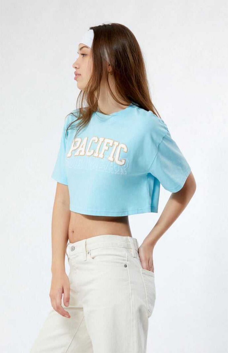 BLUE PacSun Pacific Sunwear Arch Cropped T-Shirt | GXEMTQB-26