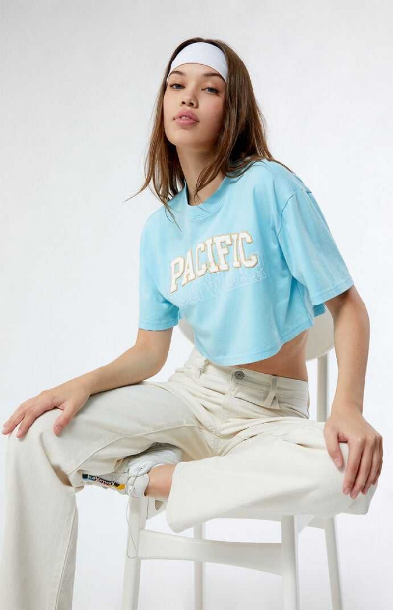 BLUE PacSun Pacific Sunwear Arch Cropped T-Shirt | GXEMTQB-26