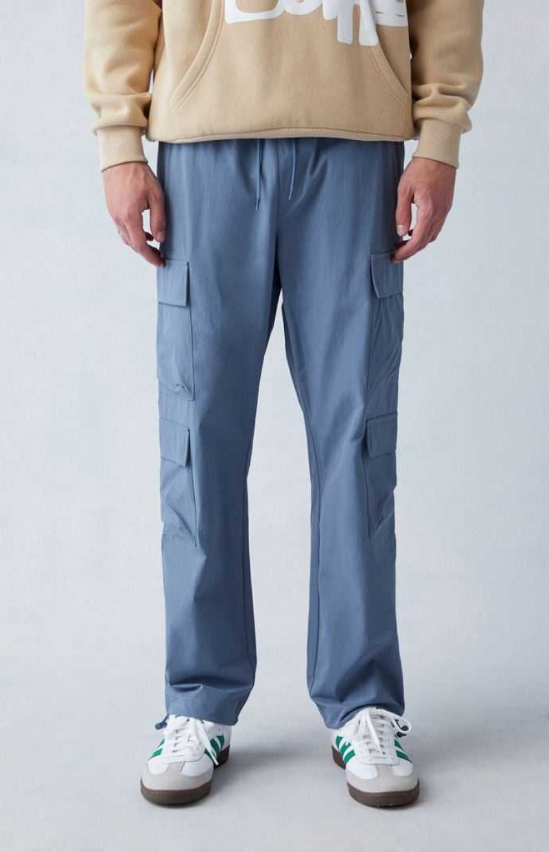 BLUE PacSun Performance Stretch Blue Straight Cargo Pants | YCMEFJQ-05