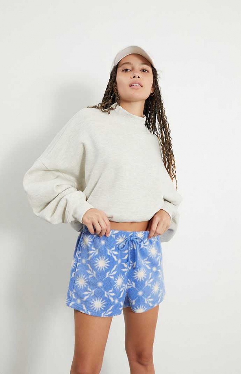 BLUE PacSun Printed Fleece Sweat Shorts | USMIODL-01