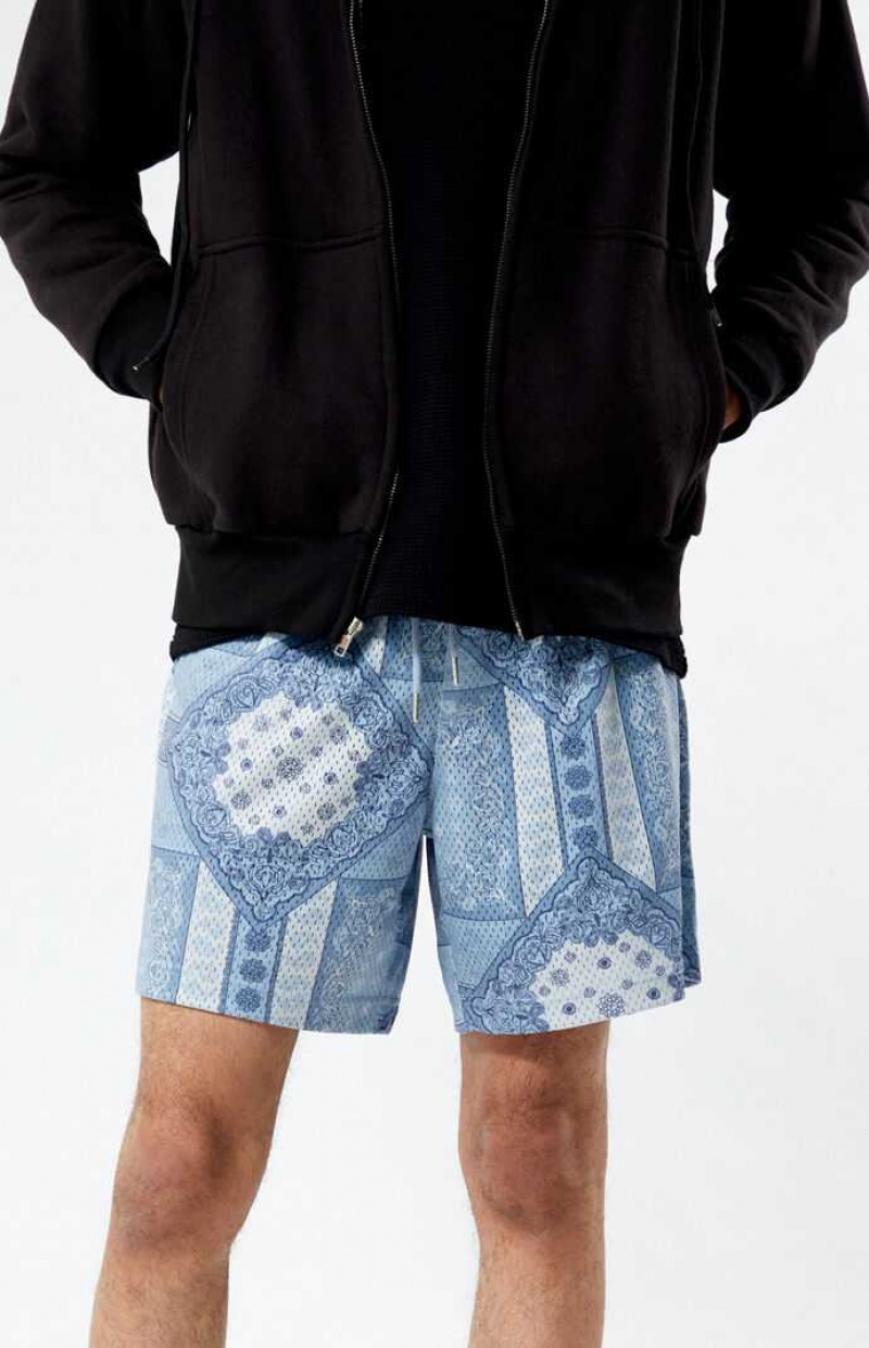 BLUE PacSun Printed Mesh Basketball Shorts | QPVNRDB-91