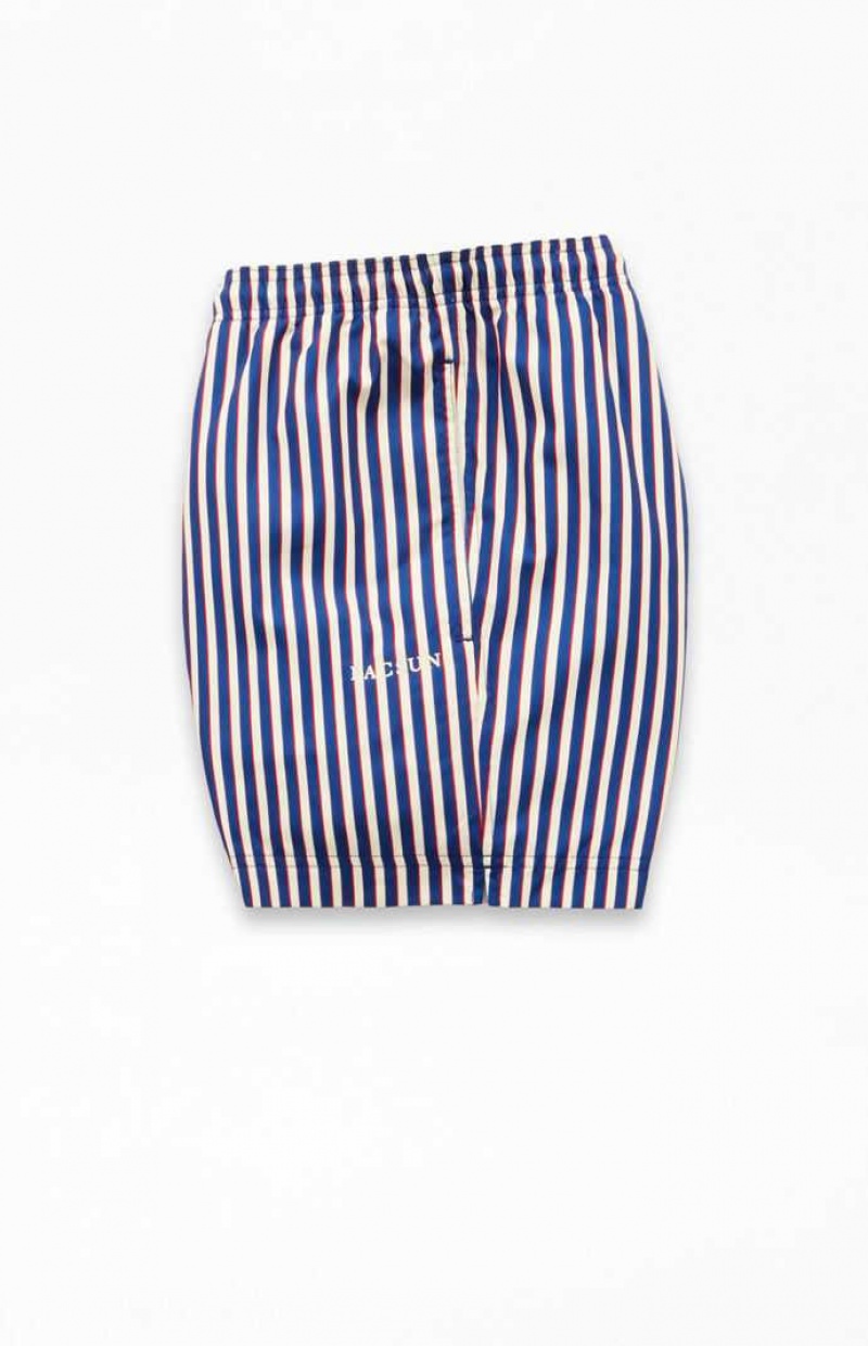 BLUE PacSun Stripe 4.5" Swim Trunks | FGEKVMR-47