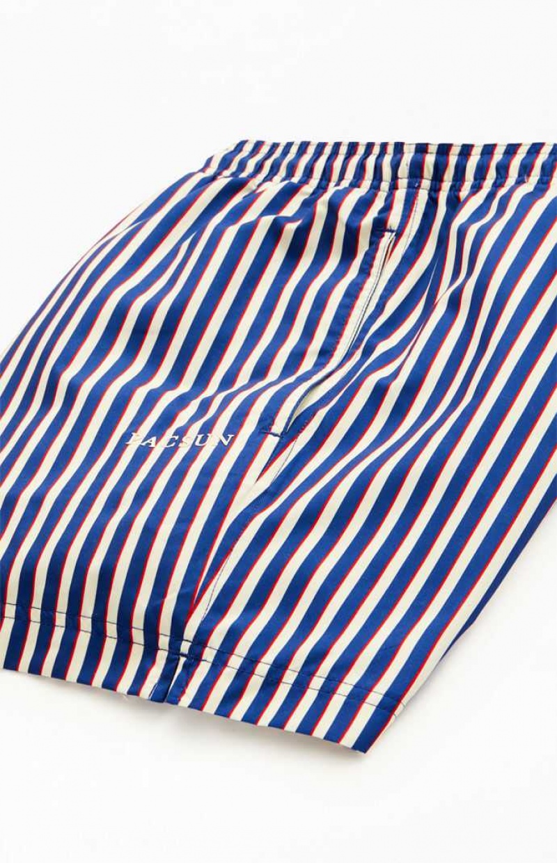 BLUE PacSun Stripe 4.5" Swim Trunks | FGEKVMR-47