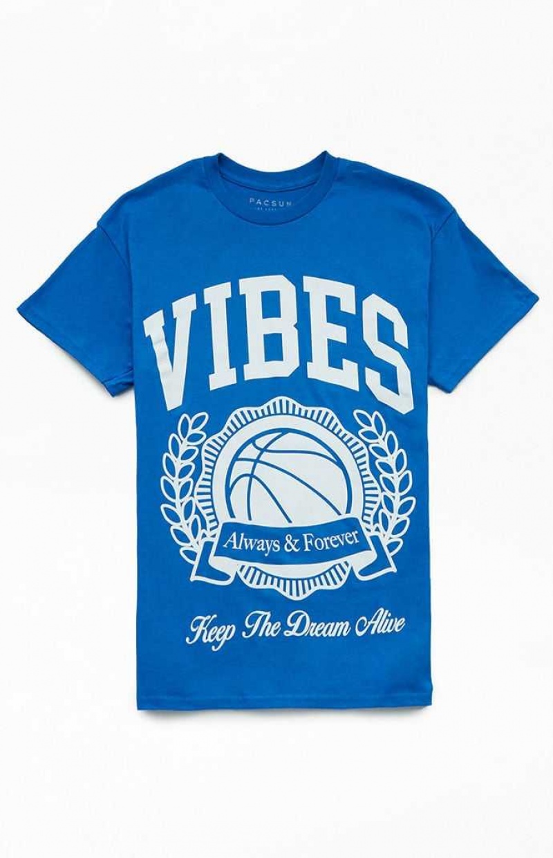 BLUE PacSun Vibes Sports T-Shirt | IWCNUHB-24