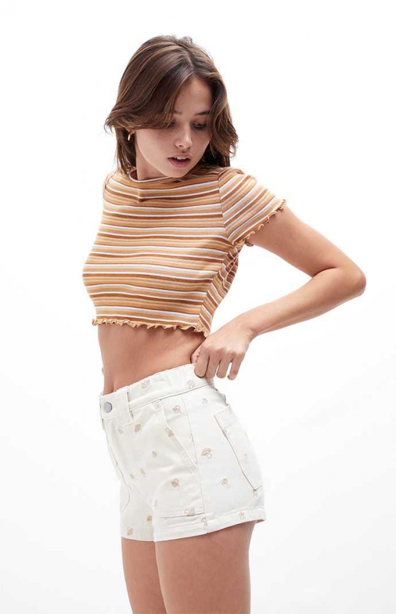 BONE PacSun Mushroom Embroidered Elastic Waist Shorts | SKZECYI-17