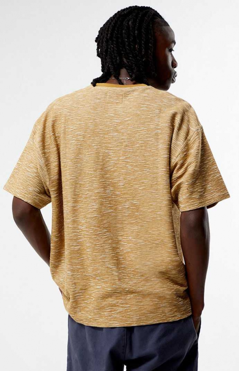 BROWN/TAN PacSun Brown & Tan Slub Stripe Oversized T-Shirt | VMPSBQY-12