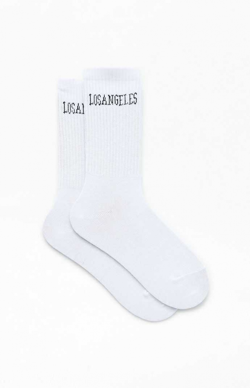 BROWN/WHITE PacSun Los Angeles Destination Crew Socks | TLURBZN-09