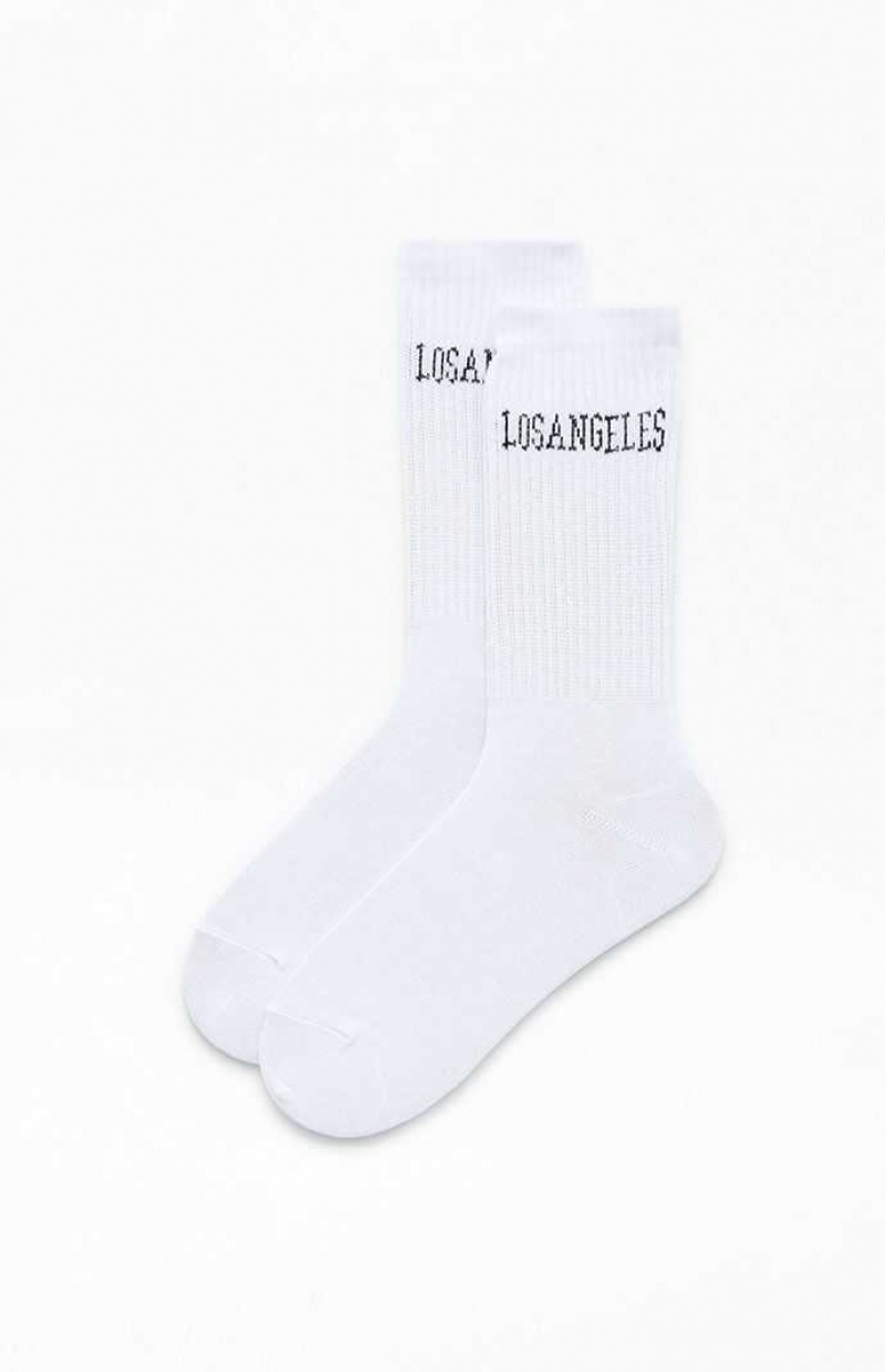 BROWN/WHITE PacSun Los Angeles Destination Crew Socks | TLURBZN-09