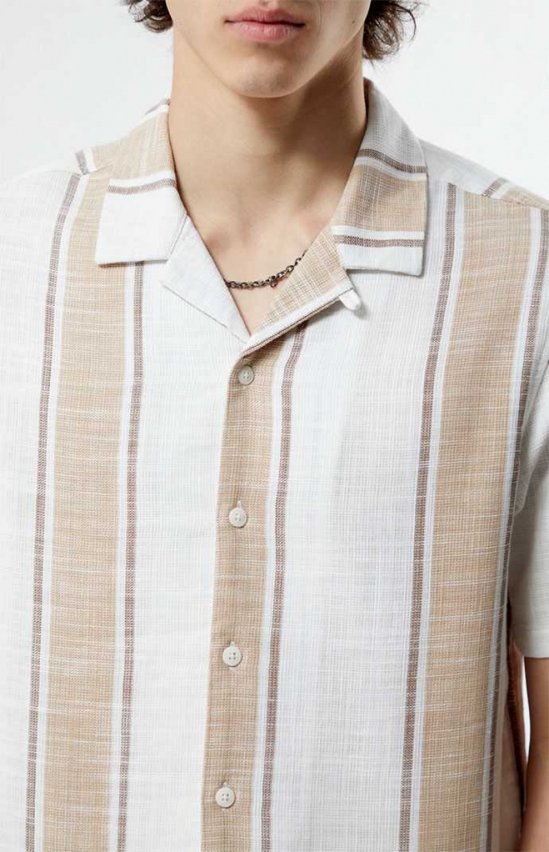 BROWN/WHITE PacSun Woven Camp Shirt | VEGJRYZ-87