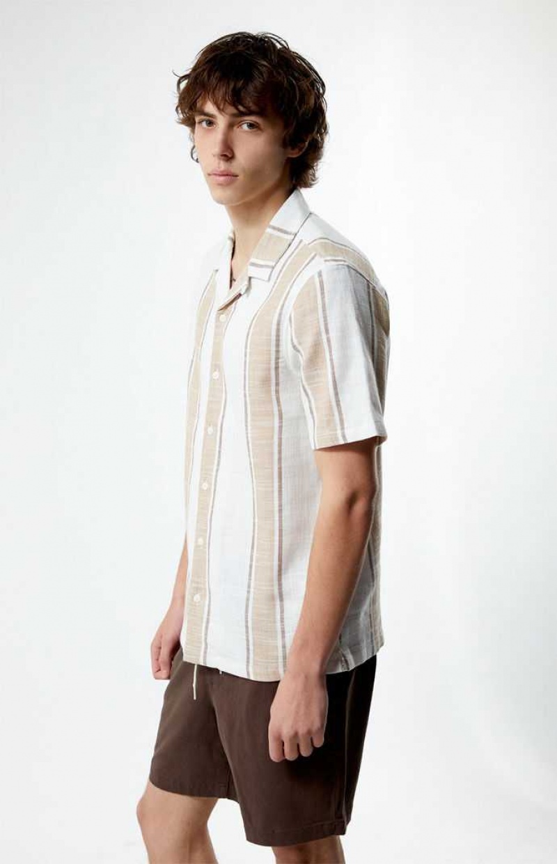 BROWN/WHITE PacSun Woven Camp Shirt | VEGJRYZ-87