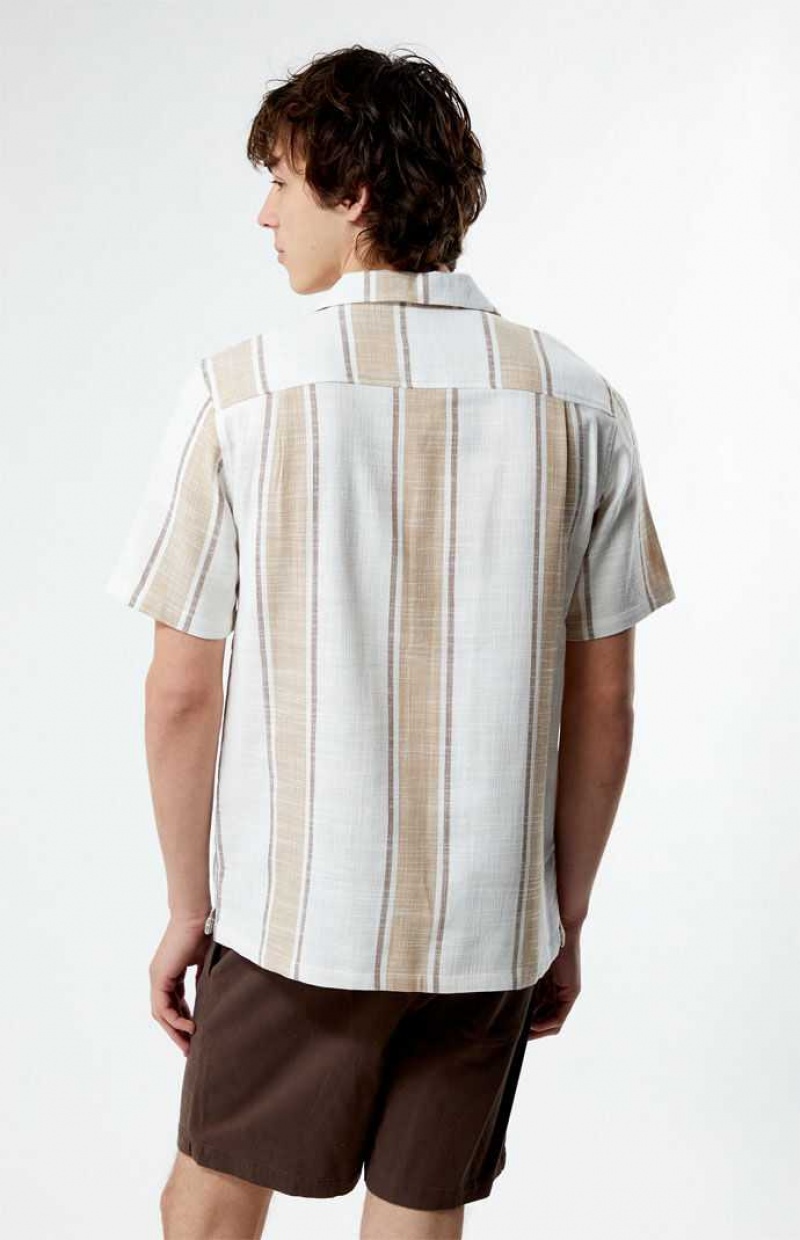 BROWN/WHITE PacSun Woven Camp Shirt | VEGJRYZ-87