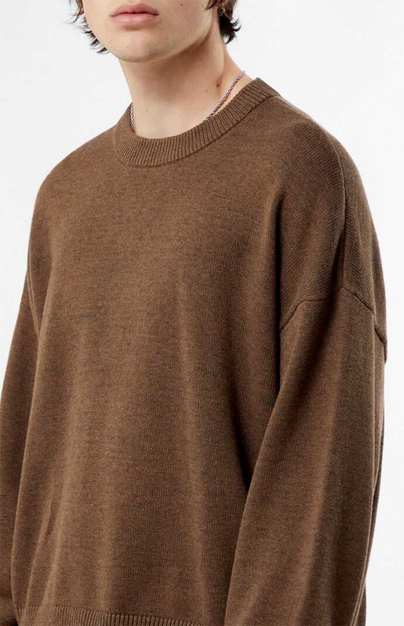 BROWN HEATHER PacSun Otto Cropped Crew Sweater | DRZOTYV-26