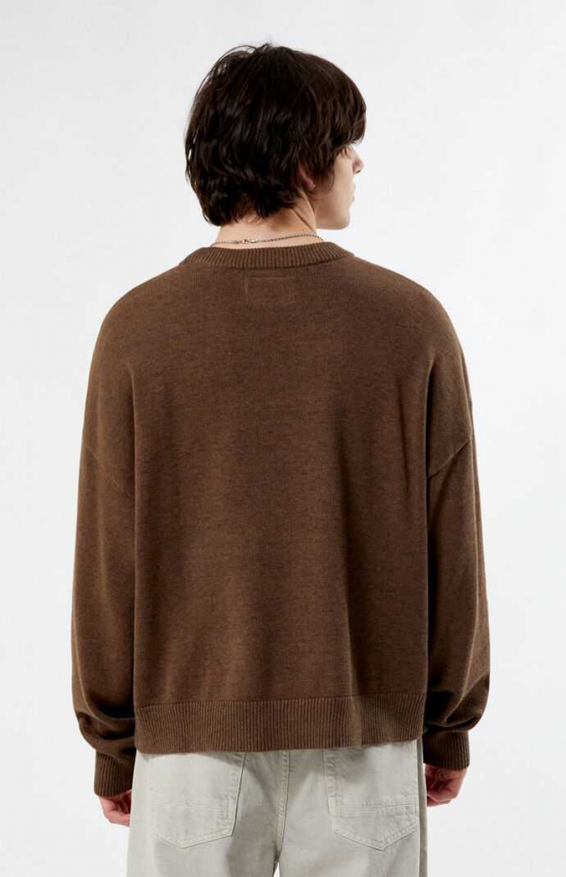 BROWN HEATHER PacSun Otto Cropped Crew Sweater | DRZOTYV-26